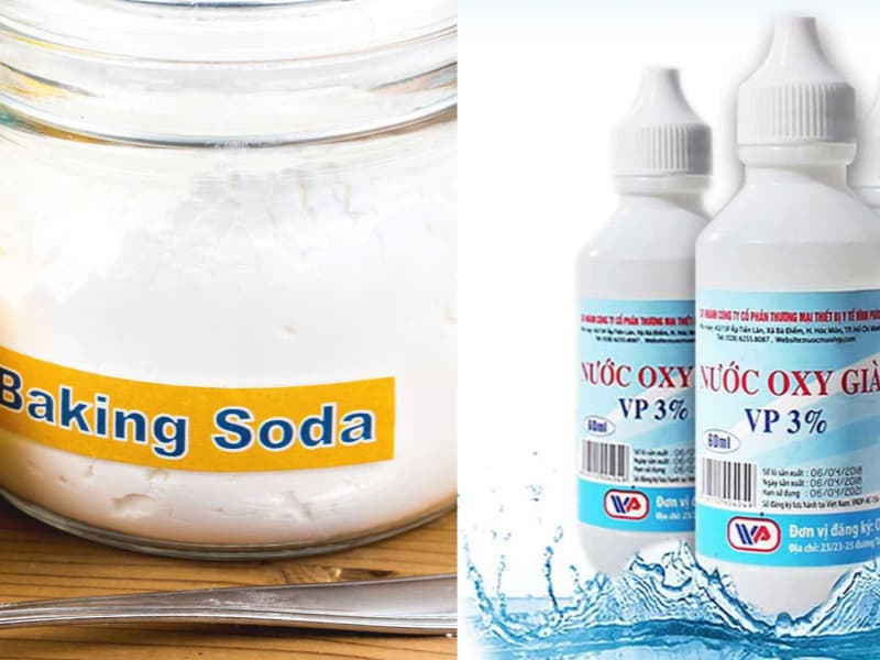 Dùng hỗn hợp Baking soda, oxy già để tẩy vết dầu nhớt